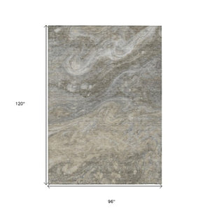 Homeroots 3' Denim Blue And Sky Blue Abstract Washable Area Rug – Perfect For Indoor And Outdoor Spaces! 8' X 10' Polyester 577838