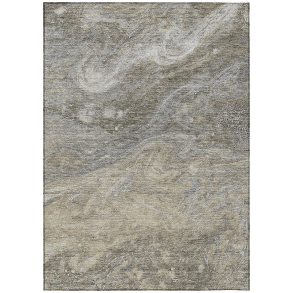 HomeRoots 9' Washable Abstract Area Rug in Taupe Beige and Ivory – Perfect for Indoor and Outdoor Spaces 9' X 12' 577839
