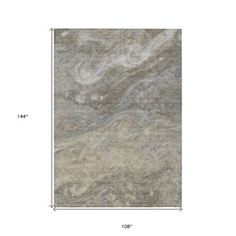 Homeroots 3' Denim Blue And Sky Blue Abstract Washable Area Rug – Perfect For Indoor And Outdoor Spaces! 9' X 12' Polyester 577839