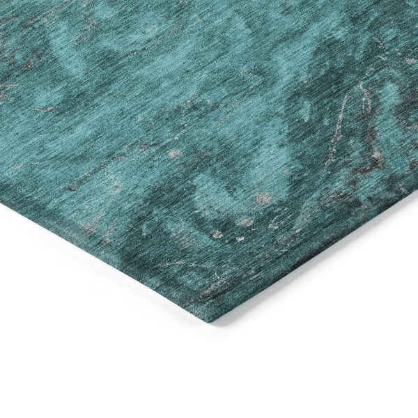 Homeroots 3' Denim Blue And Sky Blue Abstract Washable Area Rug – Perfect For Indoor And Outdoor Spaces! 10' X 14' Polyester 577846