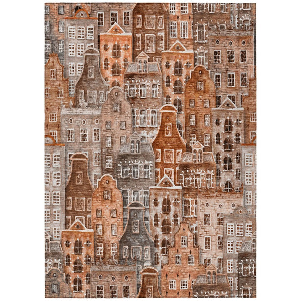 HomeRoots 5' Vibrant Village Houses Area Rug - Durable, Washable, Indoor/Outdoor Charm for Any Space 10' X 14' 577870