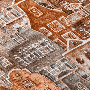 HomeRoots 5' Vibrant Village Houses Area Rug - Durable, Washable, Indoor/Outdoor Charm for Any Space 10' X 14' 577870