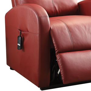 English Elm Ricardo Red PU Power Lift Recliner with Tufted Design, Pocket Coil Seat, Metal Base & Remote B2726P252317