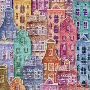 HomeRoots 9' Vibrant Village Houses Area Rug - Washable Indoor Outdoor Design for High-Traffic Spaces 9' X 12' 577881