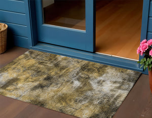 Homeroots 3' Beige Taupe And Gray Abstract Washable Area Rug For Indoor And Outdoor Comfort And Style 3' X 5' Polyester 577883