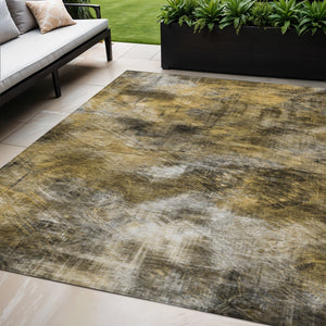 Homeroots 3' Beige Taupe And Gray Abstract Washable Area Rug For Indoor And Outdoor Comfort And Style 5' X 8' Polyester 577884
