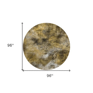 Homeroots 3' Beige Taupe And Gray Abstract Washable Area Rug For Indoor And Outdoor Comfort And Style 8' Round Polyester 577885