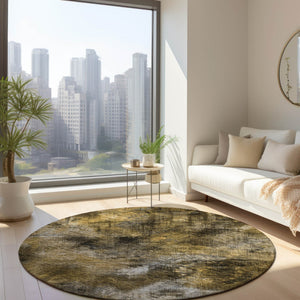 Homeroots 3' Beige Taupe And Gray Abstract Washable Area Rug For Indoor And Outdoor Comfort And Style 8' Round Polyester 577885