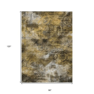 Homeroots 3' Beige Taupe And Gray Abstract Washable Area Rug For Indoor And Outdoor Comfort And Style 8' X 10' Polyester 577886