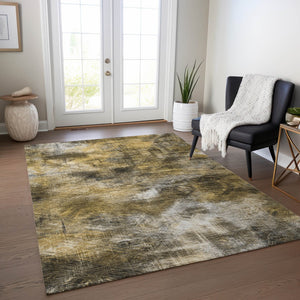 Homeroots 3' Beige Taupe And Gray Abstract Washable Area Rug For Indoor And Outdoor Comfort And Style 9' X 12' Polyester 577887
