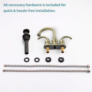English Elm Bathroom Faucet 2-Handle Brushed Gold - 360° Spout, Crescent Moon Design, Easy Installation Kit Included T3177P277486