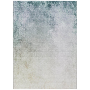 HomeRoots 9' Coastal Ombre Area Rug in Beige, Sky Blue & Teal - Durable, Washable for Indoor & Outdoor Use 9' X 12' 577906