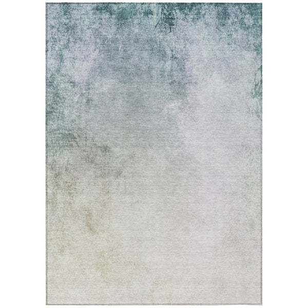 HomeRoots 9' Coastal Ombre Area Rug in Beige, Sky Blue & Teal - Durable, Washable for Indoor & Outdoor Use 9' X 12' 577906
