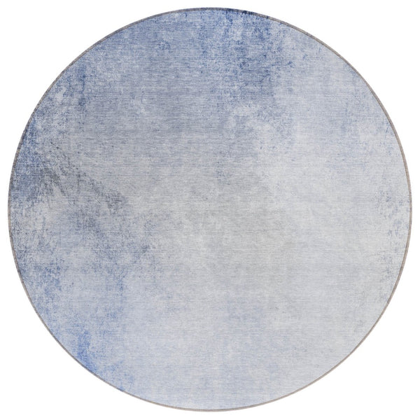HomeRoots 5' Navy Blue and Denim Ombre Area Rug - Durable, Machine Washable for Indoor and Outdoor Spaces 8' Round 577910