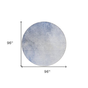 Homeroots 3' Ombre Beige Sky Blue And Teal Indoor Outdoor Area Rug – Durable, Washable, Stain Resistant Design 8' Round Polyester 577910