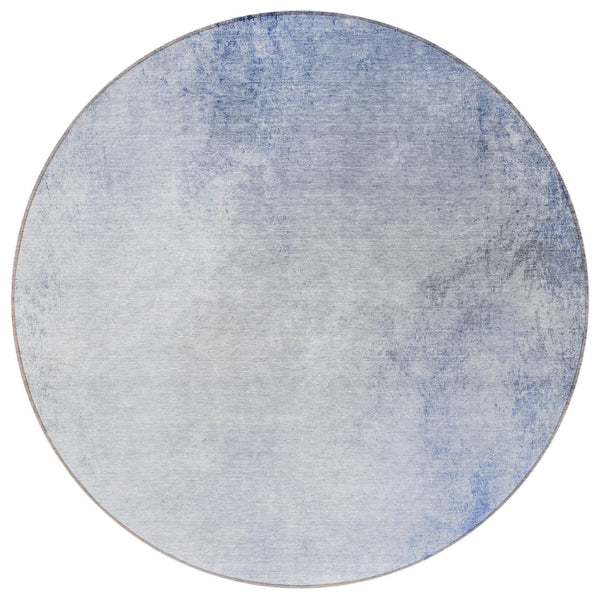 Homeroots 3' Ombre Beige Sky Blue And Teal Indoor Outdoor Area Rug – Durable, Washable, Stain Resistant Design 8' Round Polyester 577910