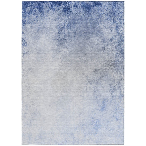 Homeroots 3' Ombre Beige Sky Blue And Teal Indoor Outdoor Area Rug – Durable, Washable, Stain Resistant Design 8' X 10' Polyester 577911