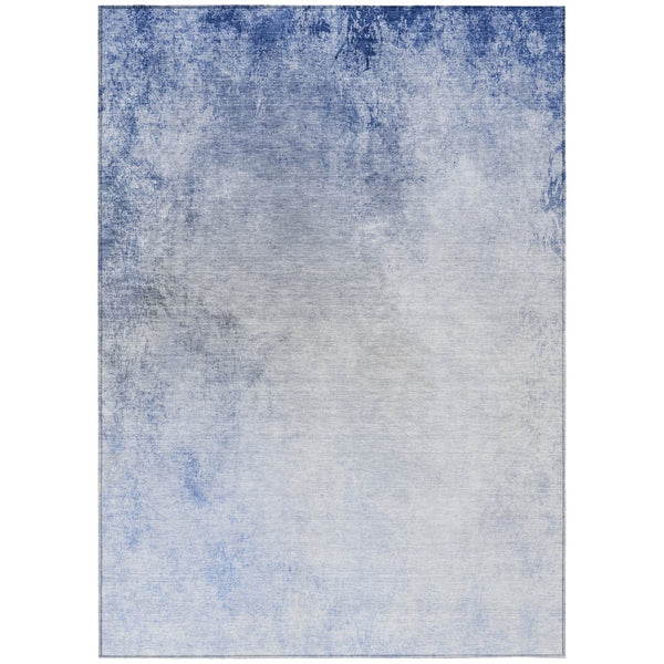 HomeRoots 5' Navy Blue and Denim Ombre Area Rug - Durable, Machine Washable for Indoor and Outdoor Spaces 8' X 10' 577911