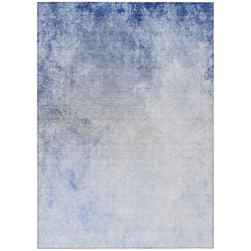 HomeRoots 9' Navy and Denim Blue Ombre Area Rug - Stylish, Washable, Indoor-Outdoor, Modern Coastal Design 9' X 12' 577912