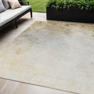 Homeroots 3' Ombre Beige Sky Blue And Teal Indoor Outdoor Area Rug – Durable, Washable, Stain Resistant Design 5' X 8' Polyester 577915