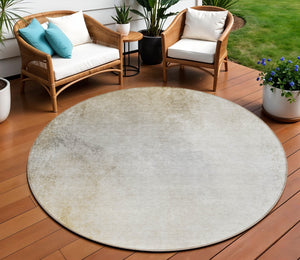 Homeroots 3' Ombre Beige Sky Blue And Teal Indoor Outdoor Area Rug – Durable, Washable, Stain Resistant Design 8' Round Polyester 577916