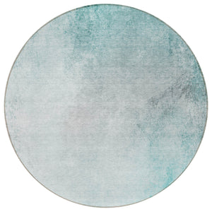 Homeroots 3' Ombre Beige Sky Blue And Teal Indoor Outdoor Area Rug – Durable, Washable, Stain Resistant Design 8' Round Polyester 577922