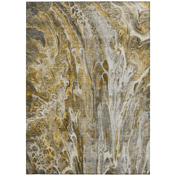 Homeroots 3' Denim Blue And Navy Abstract Washable Area Rug - Versatile Indoor Outdoor Décor For Any Space 3' X 5' Polyester 577932