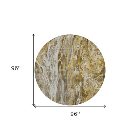 Homeroots 3' Denim Blue And Navy Abstract Washable Area Rug - Versatile Indoor Outdoor Décor For Any Space 8' Round Polyester 577934