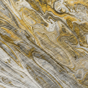 Homeroots 3' Denim Blue And Navy Abstract Washable Area Rug - Versatile Indoor Outdoor Décor For Any Space 8' Round Polyester 577934