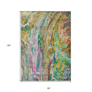 Homeroots 3' Denim Blue And Navy Abstract Washable Area Rug - Versatile Indoor Outdoor Décor For Any Space 8' X 10' Polyester 577941