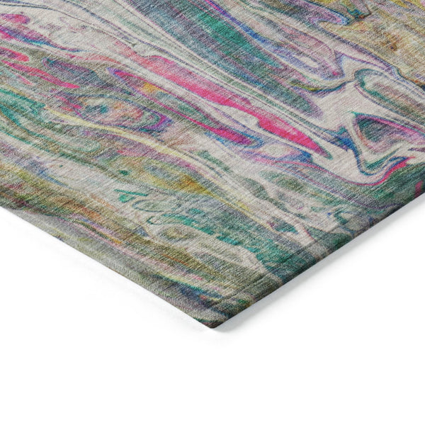 Homeroots 3' Denim Blue And Navy Abstract Washable Area Rug - Versatile Indoor Outdoor Décor For Any Space 10' X 14' Polyester 577943