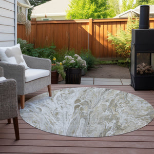 Homeroots 3' Denim Blue And Navy Abstract Washable Area Rug - Versatile Indoor Outdoor Décor For Any Space 8' Round Polyester 577946