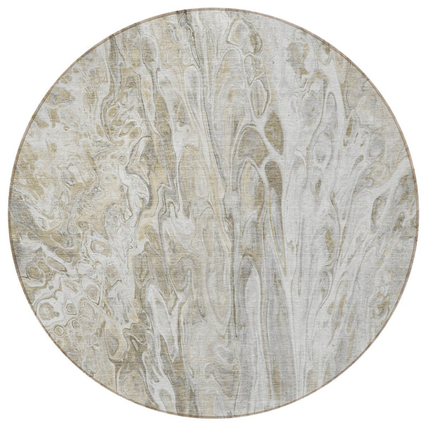 Homeroots 3' Denim Blue And Navy Abstract Washable Area Rug - Versatile Indoor Outdoor Décor For Any Space 8' Round Polyester 577946