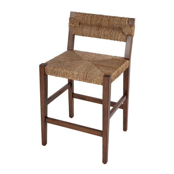 Butler Specialty Valencia Counter Stool: Stylish Woven Seat, Tapered Mahogany Legs For Modern Dining Spaces Dark Brown Mahogany,Banana Leaf,Plywood 5779476-butler