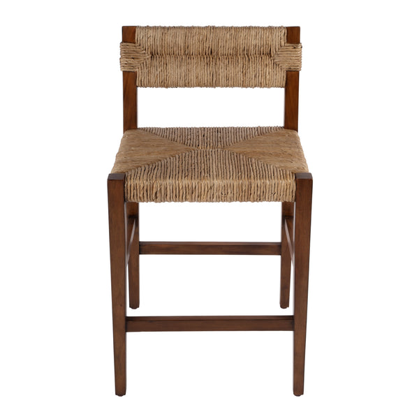 Butler Specialty Valencia Counter Stool: Stylish Woven Seat, Tapered Mahogany Legs For Modern Dining Spaces Dark Brown Mahogany,Banana Leaf,Plywood 5779476-butler