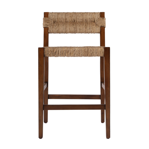 Butler Specialty Valencia Counter Stool: Stylish Woven Seat, Tapered Mahogany Legs For Modern Dining Spaces Dark Brown Mahogany,Banana Leaf,Plywood 5779476-butler