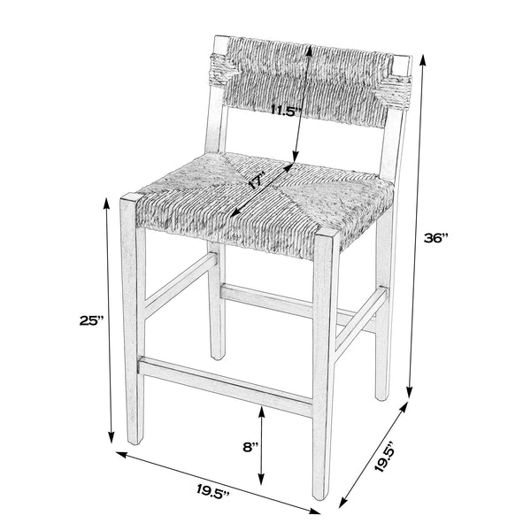 Butler Specialty Valencia Counter Stool: Stylish Woven Seat, Tapered Mahogany Legs For Modern Dining Spaces Dark Brown Mahogany,Banana Leaf,Plywood 5779476-butler