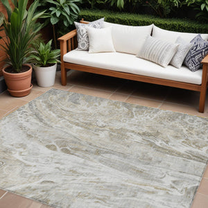 Homeroots 3' Denim Blue And Navy Abstract Washable Area Rug - Versatile Indoor Outdoor Décor For Any Space 9' X 12' Polyester 577948