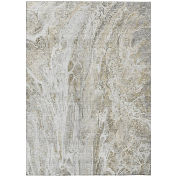 HomeRoots 9' Abstract Washable Area Rug in Taupe Beige and Ivory - Durable, Stylish for Indoor and Outdoor Use 9' X 12' 577948