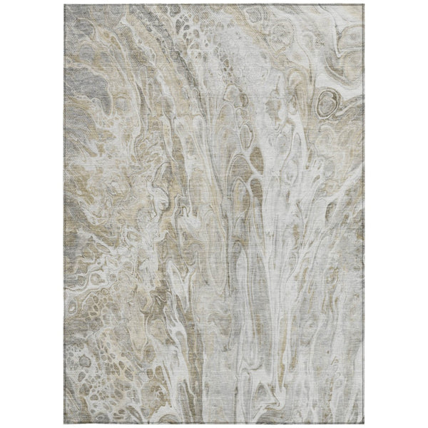 Homeroots 3' Denim Blue And Navy Abstract Washable Area Rug - Versatile Indoor Outdoor Décor For Any Space 10' X 14' Polyester 577949