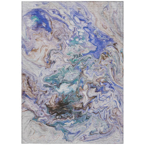 Homeroots 3' Abstract Washable Indoor Outdoor Area Rug In Beige Blue And Taupe - Durable & Stylish Design 10' X 14' Polyester 577955