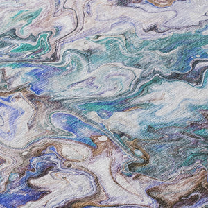 Homeroots 3' Abstract Washable Indoor Outdoor Area Rug In Beige Blue And Taupe - Durable & Stylish Design 10' X 14' Polyester 577955