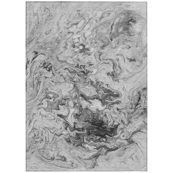 HomeRoots 5' Modern Abstract Gray Charcoal and Silver Washable Area Rug for Indoor or Outdoor Spaces 5' X 8' 577957