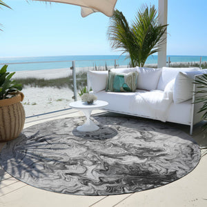 Homeroots 3' Abstract Washable Indoor Outdoor Area Rug In Beige Blue And Taupe - Durable & Stylish Design 8' Round Polyester 577958