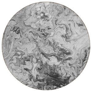 HomeRoots 5' Modern Abstract Gray Charcoal and Silver Washable Area Rug for Indoor or Outdoor Spaces 8' Round 577958