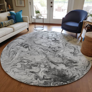 Homeroots 3' Abstract Washable Indoor Outdoor Area Rug In Beige Blue And Taupe - Durable & Stylish Design 8' Round Polyester 577958