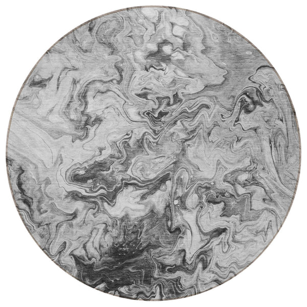 Homeroots 3' Abstract Washable Indoor Outdoor Area Rug In Beige Blue And Taupe - Durable & Stylish Design 8' Round Polyester 577958