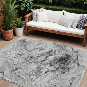 Homeroots 3' Abstract Washable Indoor Outdoor Area Rug In Beige Blue And Taupe - Durable & Stylish Design 8' X 10' Polyester 577959