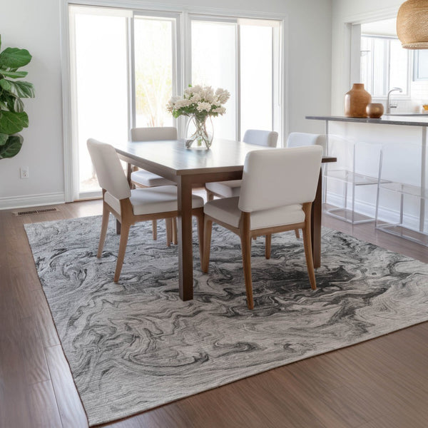 Homeroots 3' Abstract Washable Indoor Outdoor Area Rug In Beige Blue And Taupe - Durable & Stylish Design 9' X 12' Polyester 577960