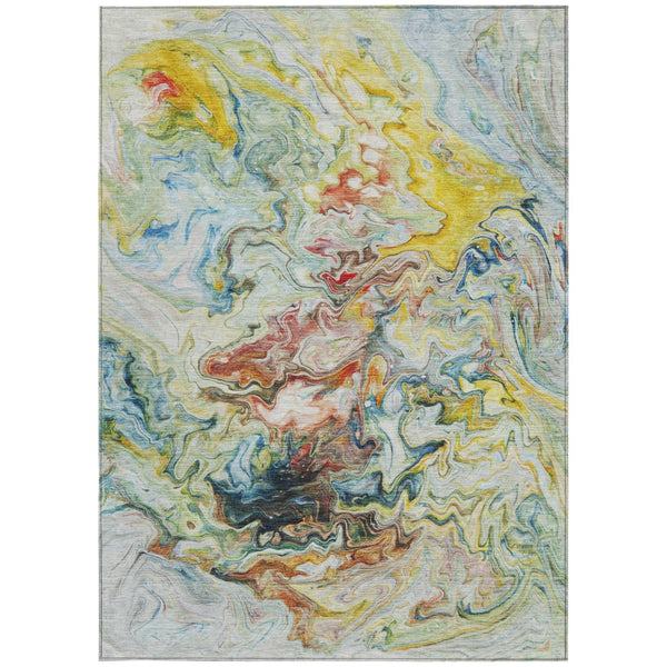 Homeroots 3' Abstract Washable Indoor Outdoor Area Rug In Beige Blue And Taupe - Durable & Stylish Design 3' X 5' Polyester 577962